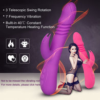 Vibrator Massage Rod - 7 Frequency Vibration 3 Telescopic Swing Rotation with Heating Function for Women Sex Toys - Real Silicone Sex Dolls
