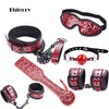 Black Tied Ultimate Bondage Kit,blindfold, ball gag, collar, wrist and ankle cuffs, paddle spanking sex toys - Real Silicone Sex Dolls